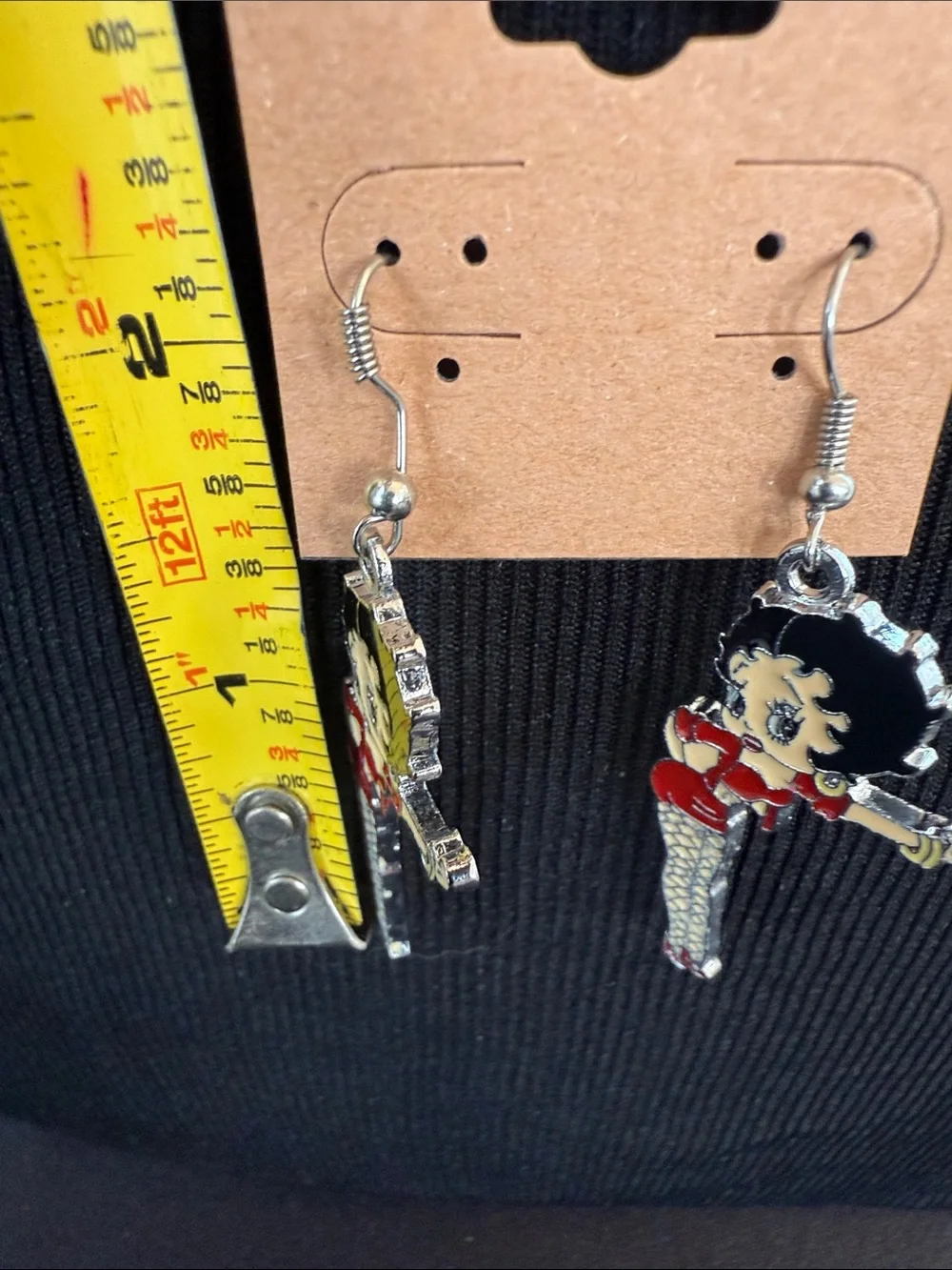 Betty Boop Red and Black Enamel Dangle Earrings